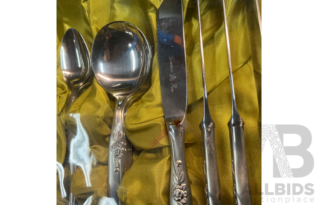 Vintage Grosvenor Cutlery Set & Strachan Napking Rings & Plated Silver Tea Pot & EPNS Creamer