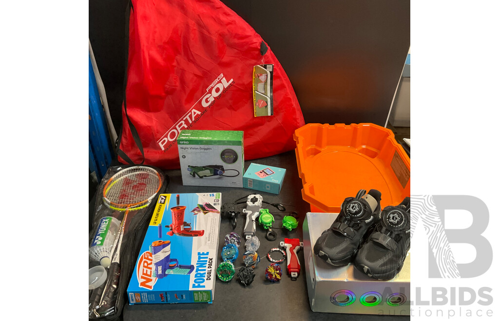 Mixed Kids Toys/Shoes/Sports Includes Beyblade, Game Box, Night Vision Goggles & More