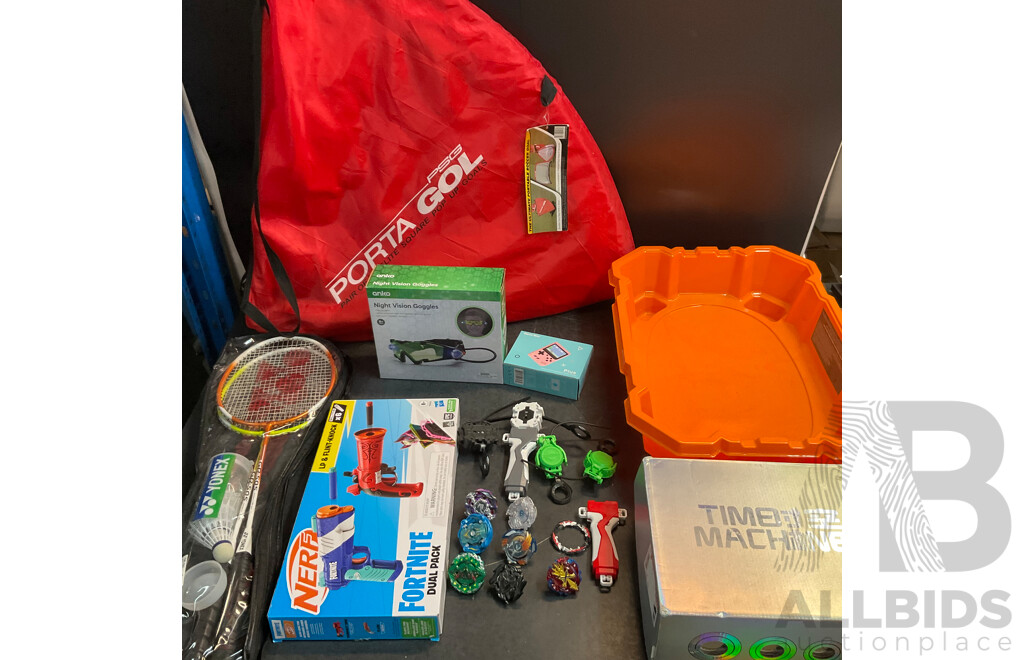 Mixed Kids Toys/Shoes/Sports Includes Beyblade, Game Box, Night Vision Goggles & More
