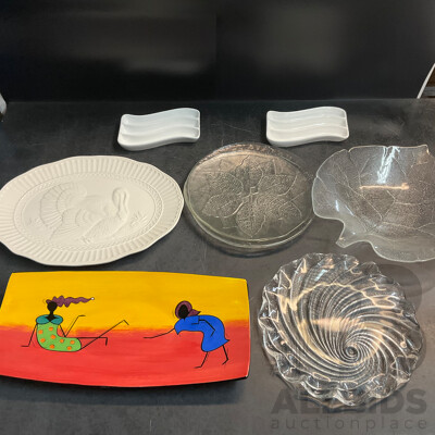 Assorted Decorative Serving Plates and Dishes