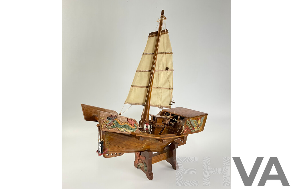 Vintage Timber Chinese Junk Sailing Ship