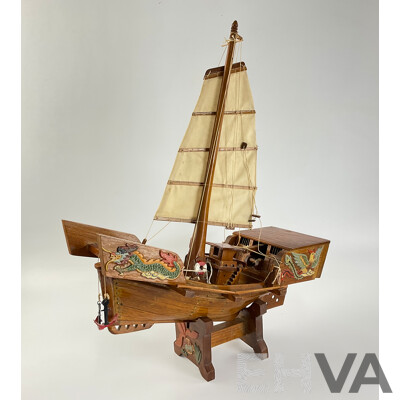 Vintage Timber Chinese Junk Sailing Ship
