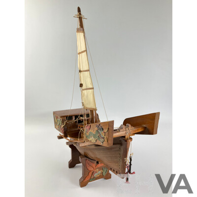 Vintage Timber Chinese Junk Sailing Ship