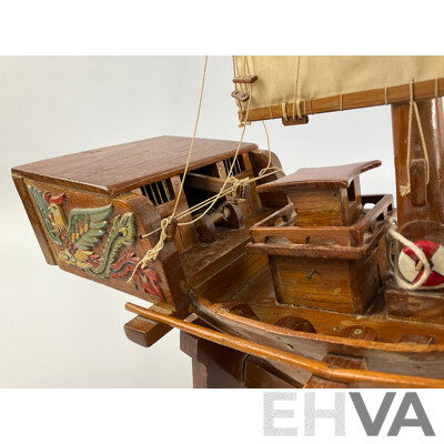 Vintage Timber Chinese Junk Sailing Ship