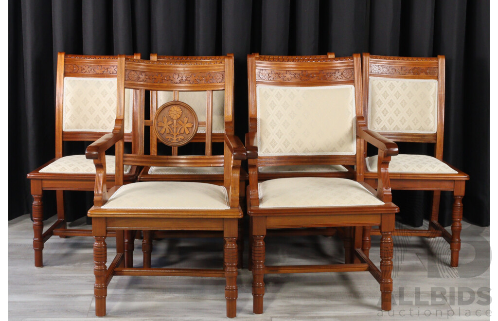 Good Set of Six Edwardian Oak Dining Chairs