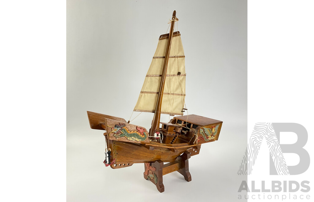 Vintage Timber Chinese Junk Sailing Ship