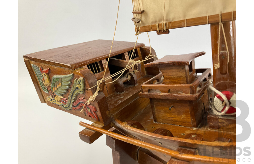 Vintage Timber Chinese Junk Sailing Ship