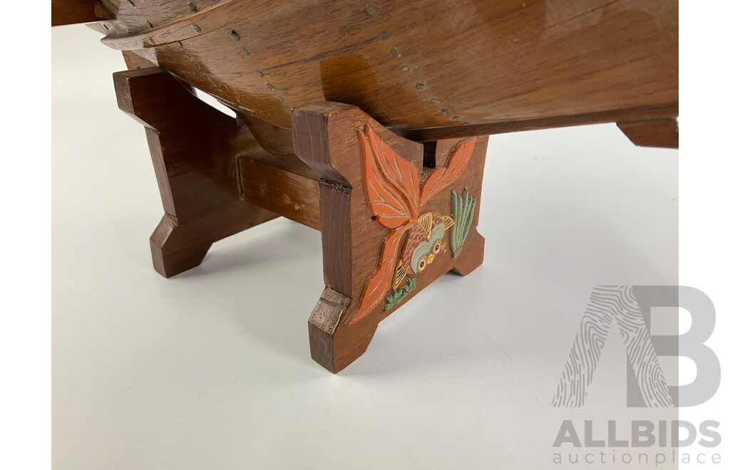 Vintage Timber Chinese Junk Sailing Ship