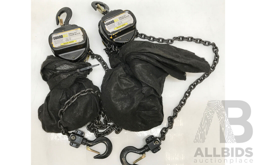 GuardAll Industrial Series 3m 500kg Chain Block Lift - Lot of 2