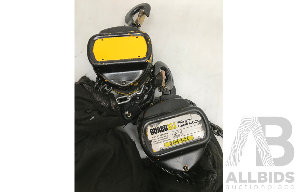 GuardAll Industrial Series 3m 500kg Chain Block Lift - Lot of Two