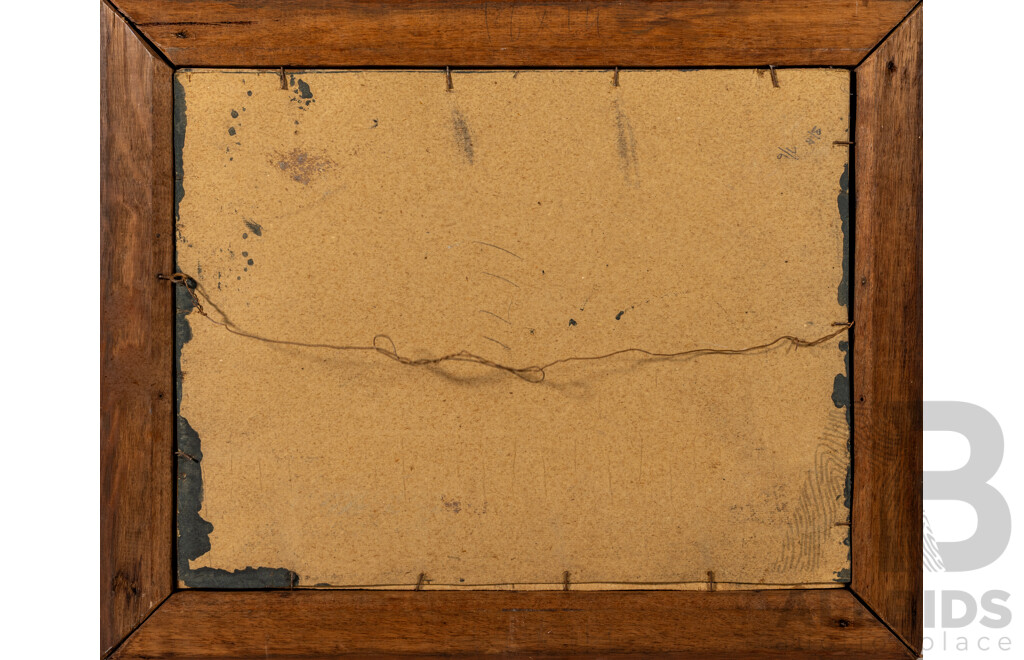 Artist Unknown, (Early 20th Century), Ship on Rough Seas, Original Antique Pencil and Oil, 46 x 57 cm (frame)