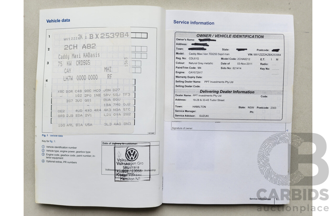1/2011 Volkswagen Caddy MAXI Tdi250 2K MY11 5d Van Grey 1.6L