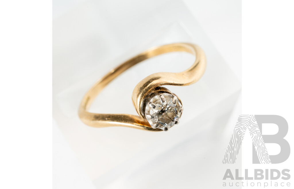 Early Vintage Diamond Solitaire Ring, 0.20ct, Australian Made Newman, Circa 1890-1930, Size M, 2.5 Grams