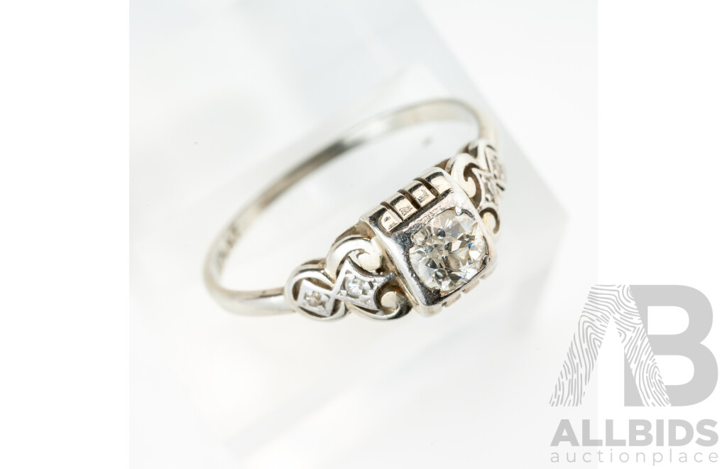 Antique Platinum Diamond Art Deco Engagement Ring, Est TDW 0.18ct, Size P, 2.30 Grams