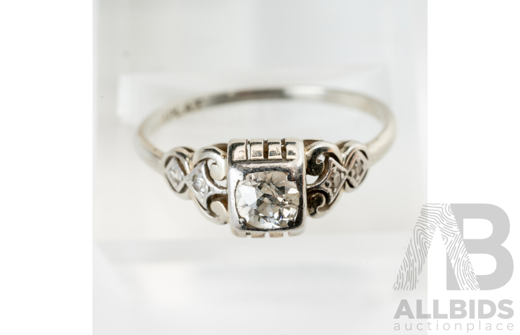 Antique Platinum Diamond Art Deco Engagement Ring, Est TDW 0.18ct, Size P, 2.30 Grams