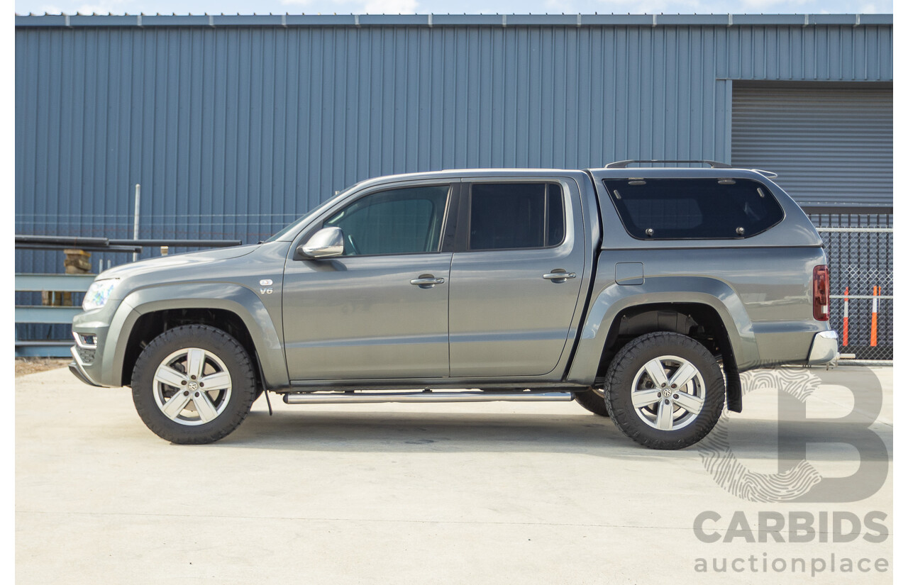 11/2017 Volkswagen Amarok V6 TDI 550 Sportline (4x4) 2H MY18 4d Dual Cab Utility Indium Grey Metallic Turbo Diesel V6 3.0L