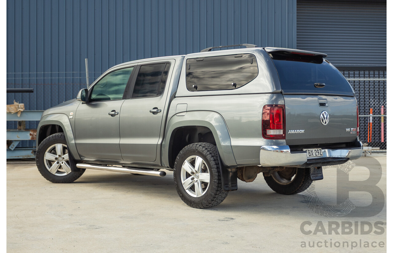 11/2017 Volkswagen Amarok V6 TDI 550 Sportline (4x4) 2H MY18 4d Dual Cab Utility Indium Grey Metallic Turbo Diesel V6 3.0L
