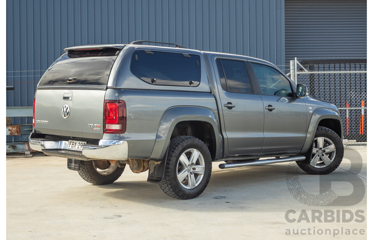 11/2017 Volkswagen Amarok V6 TDI 550 Sportline (4x4) 2H MY18 4d Dual Cab Utility Indium Grey Metallic Turbo Diesel V6 3.0L