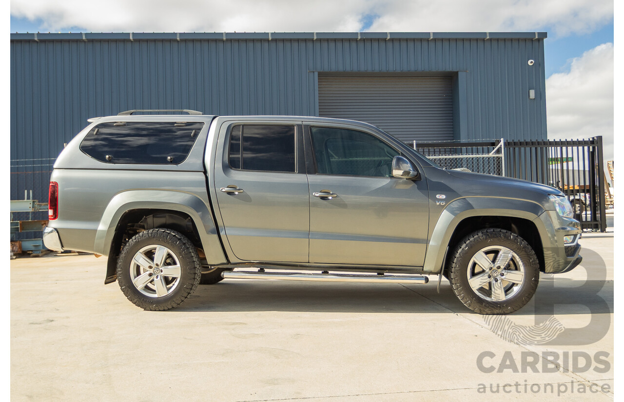 11/2017 Volkswagen Amarok V6 TDI 550 Sportline (4x4) 2H MY18 4d Dual Cab Utility Indium Grey Metallic Turbo Diesel V6 3.0L