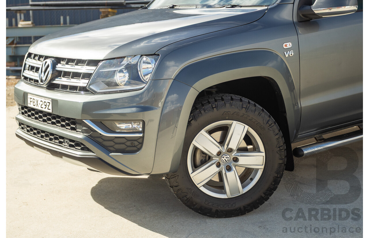 11/2017 Volkswagen Amarok V6 TDI 550 Sportline (4x4) 2H MY18 4d Dual Cab Utility Indium Grey Metallic Turbo Diesel V6 3.0L