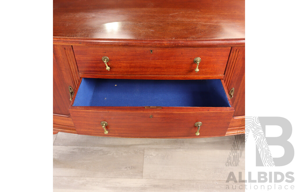 Reproduction Mahogany Mirrored Back Sideboard with Three Central Drawers