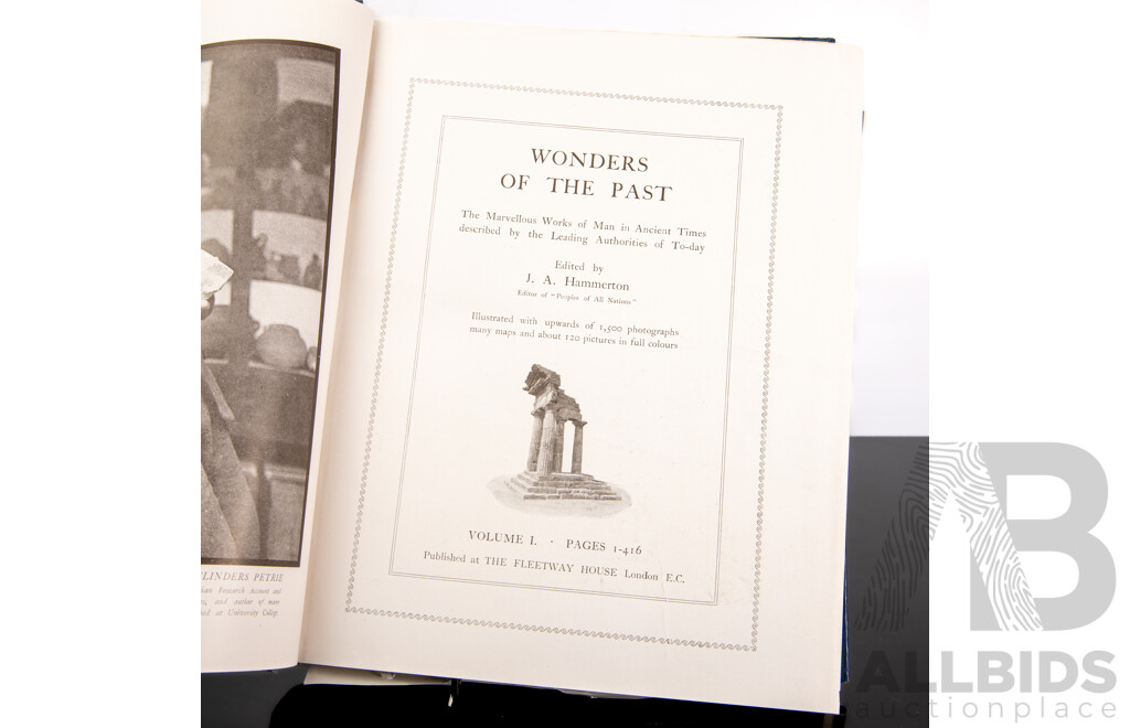 Wonders of the Past: The Marvellous Works of Man in Ancient Times, Fleetway House, London, 1920s, Volumes 1 to III, Hardcovers with Embossed Detail