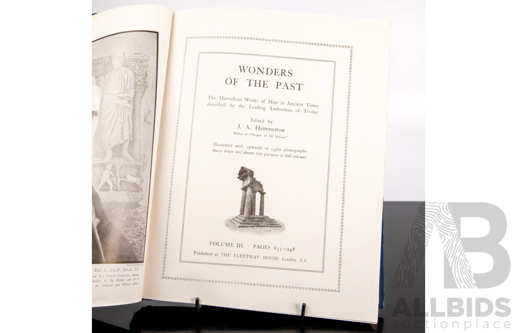 Wonders of the Past: The Marvellous Works of Man in Ancient Times, Fleetway House, London, 1920s, Volumes 1 to III, Hardcovers with Embossed Detail