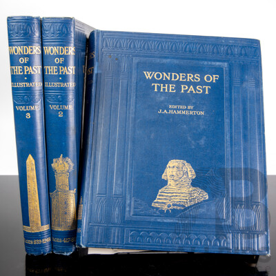 Wonders of the Past: The Marvellous Works of Man in Ancient Times, Fleetway House, London, 1920s, Volumes 1 to III, Hardcovers with Embossed Detail