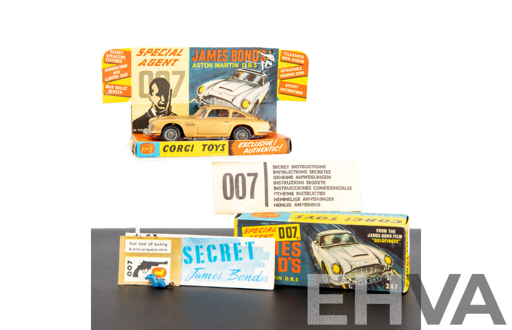 Vintage 1965 Corgi Toys No. 261 Die-Cast Aston Martin D.B.5, James Bond - Goldfinger with Original Box