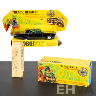 Vintage Corgi Diecast 1966 Chrysler Imperial Crown, Green Hornet 'Black Beauty' with Original Box