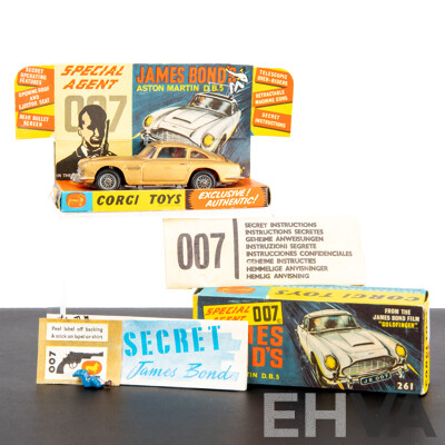 Vintage 1965 Corgi Toys No. 261 Die-Cast Aston Martin D.B.5, James Bond - Goldfinger with Original Box