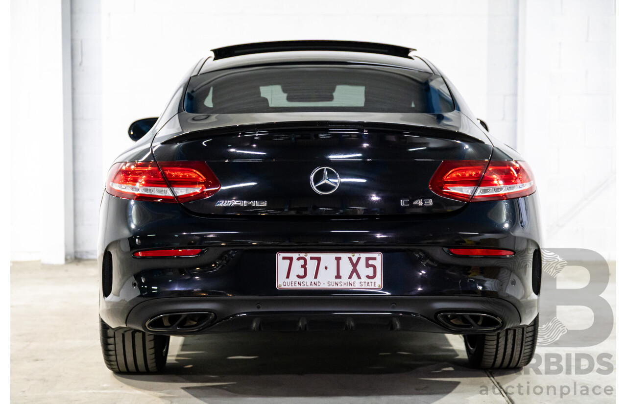 07/2017 Mercedes-Benz C43 AMG (AWD) 205 MY17.5 2d Coupe Obsidian Black Metallic Turbo V6 3.0L