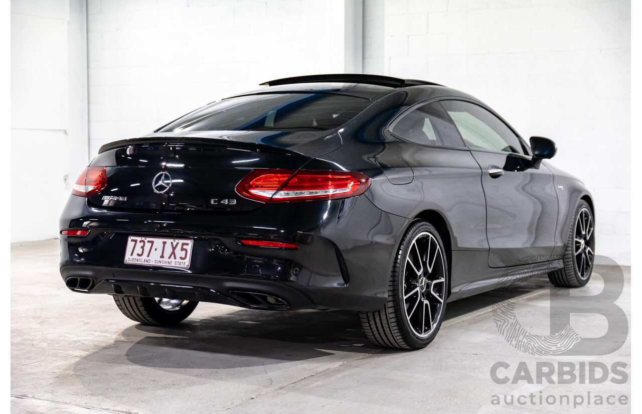 07/2017 Mercedes-Benz C43 AMG (AWD) 205 MY17.5 2d Coupe Obsidian Black Metallic Turbo V6 3.0L