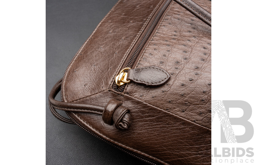 Australian Ostrich Leather Crossbody Handbag, 21x19 X10cm, as New, Never Used