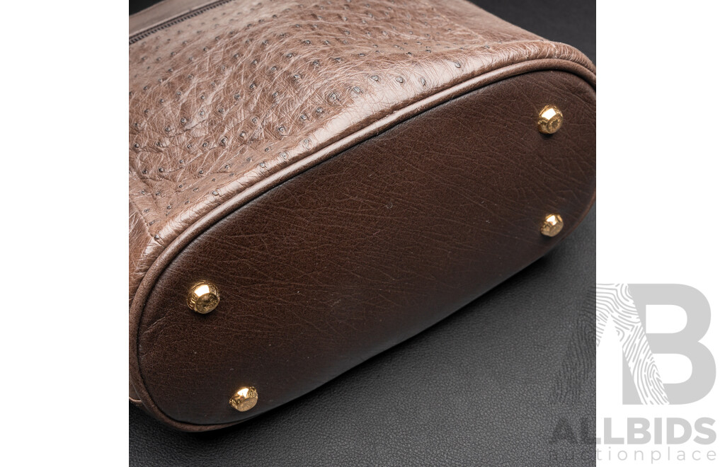 Australian Ostrich Leather Crossbody Handbag, 21x19 X10cm, as New, Never Used