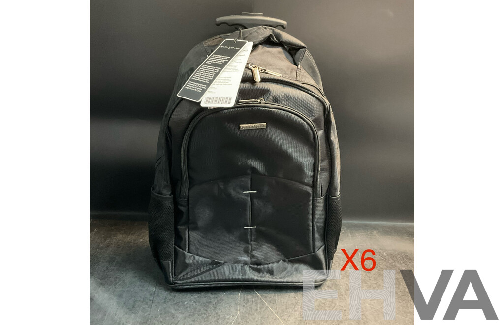 SOUTHBOUND Executive Wheeled Backpack - SB6801 Black - Lot of 6 - Estimated Total RRP $715.00
