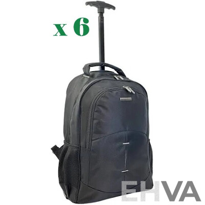 SOUTHBOUND Executive Wheeled Backpack - SB6801 Black - Lot of 6 - Estimated Total RRP $715.00
