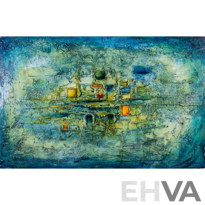 Maynard Waters, (20th Century, Australian, 1936-), Neutropia, Original Mid Century Mixed Media Oil and Plaster, 91 X 42 Cm (frame)