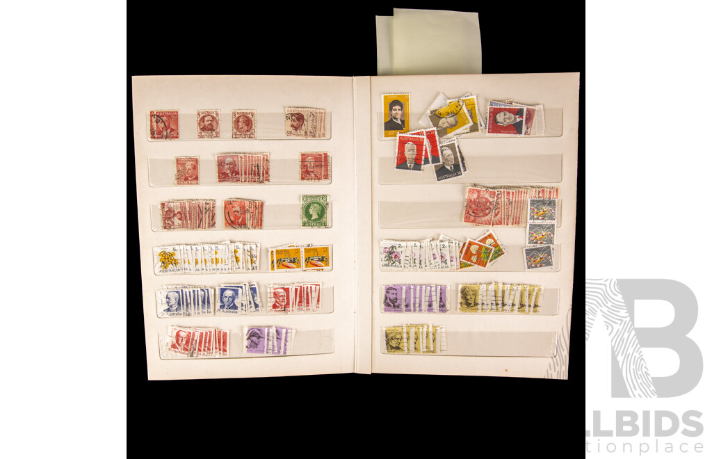 Album of Australian Predecimal, Early Decimal Stamps Including Colonial NSW, VIC, QLD, KGV Perfin, Overprint, Mint Blocks of Churchill, QE2, Christmas 1964, Birds, Bansia