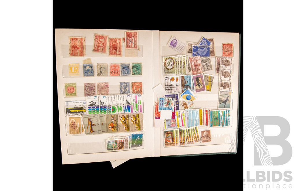 Album of Australian Predecimal, Early Decimal Stamps Including Colonial NSW, VIC, QLD, KGV Perfin, Overprint, Mint Blocks of Churchill, QE2, Christmas 1964, Birds, Bansia