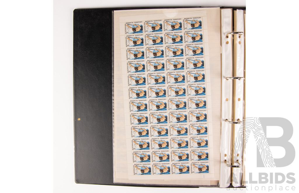 Australian Mint Stamp Sheets, Strips and Blocks, 1960's 70's and 80's Including Expo 70, Cook Bicentenary, Cocos Islands, International Labour Organization, Christmas 1970, Snow Mountains Scheme, Antarctic Territory, ABC, Darby Munro, Waltzing Matilda