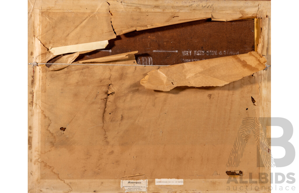 Salomon Van Ruysdael, (Dutch, 1602-1670), Het Pontveer [River Landscape with Ferry], Vintage Reproduction Print on Board From Original Oil From 1649, 66 x 83 cm (frame)