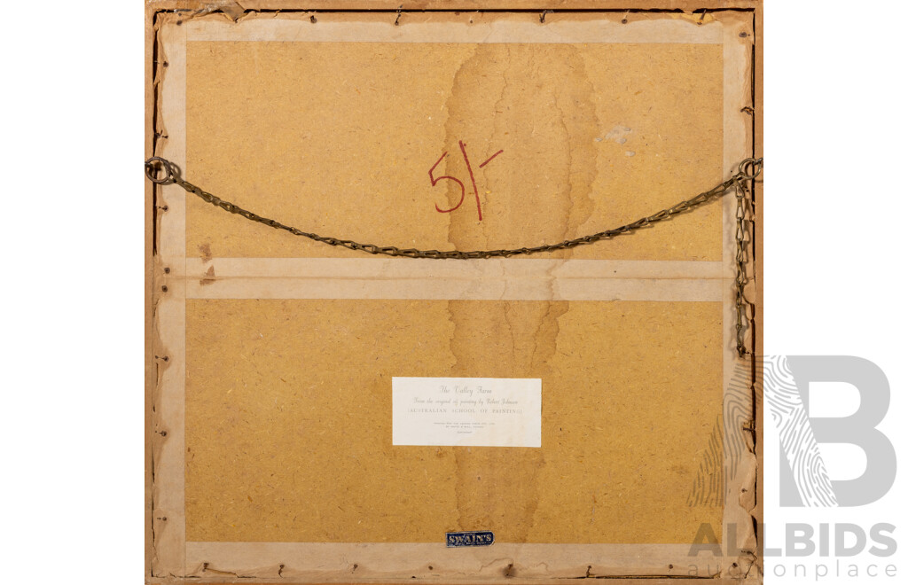 Robert Johnson, (20th Century, Australian, 1890-1964), The Valley Farm, Vintage Reproduction Print After Original Oil on Canvas, 45 x 47 cm (frame)