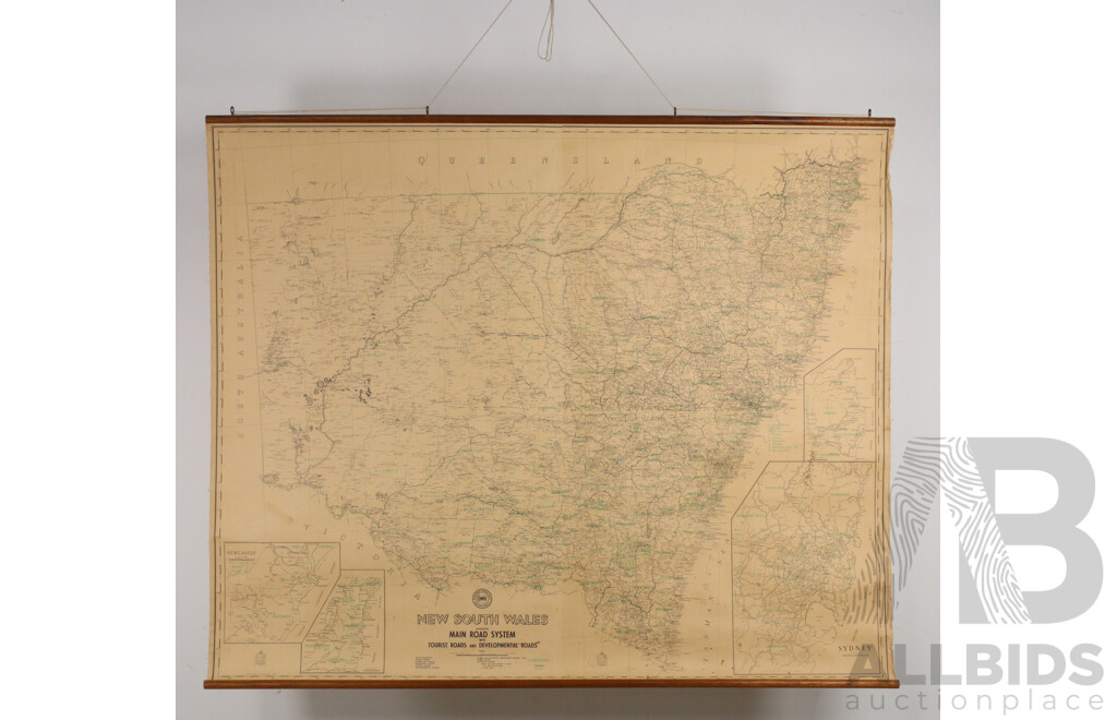 Vintage Canvas Map of New South Wales Main Road System