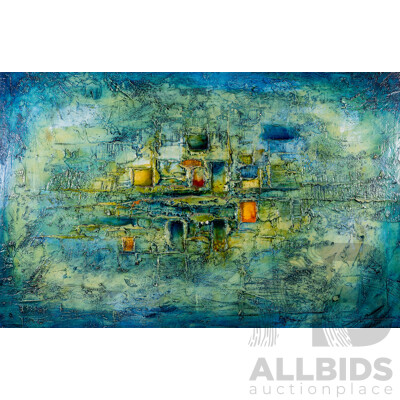 John Paul, (20th Century), Neutropia, Original Mid Century Mixed Media Oil and Plaster, 91 x 42 cm (frame)