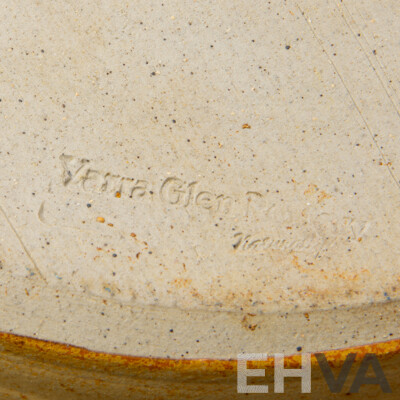 Collection Hand Made Australian Wood Fruit Including Two Huon Pine Pears and More, All in Yarra Glen Pottery Dish