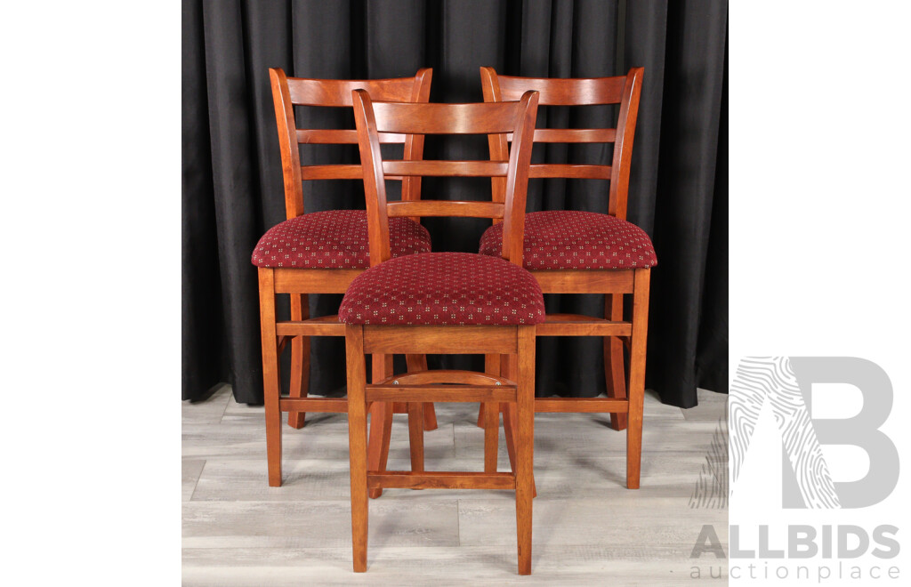 Set of Three Modern Timber Ladder Back Barstools
