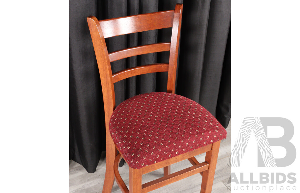 Set of Three Modern Timber Ladder Back Barstools