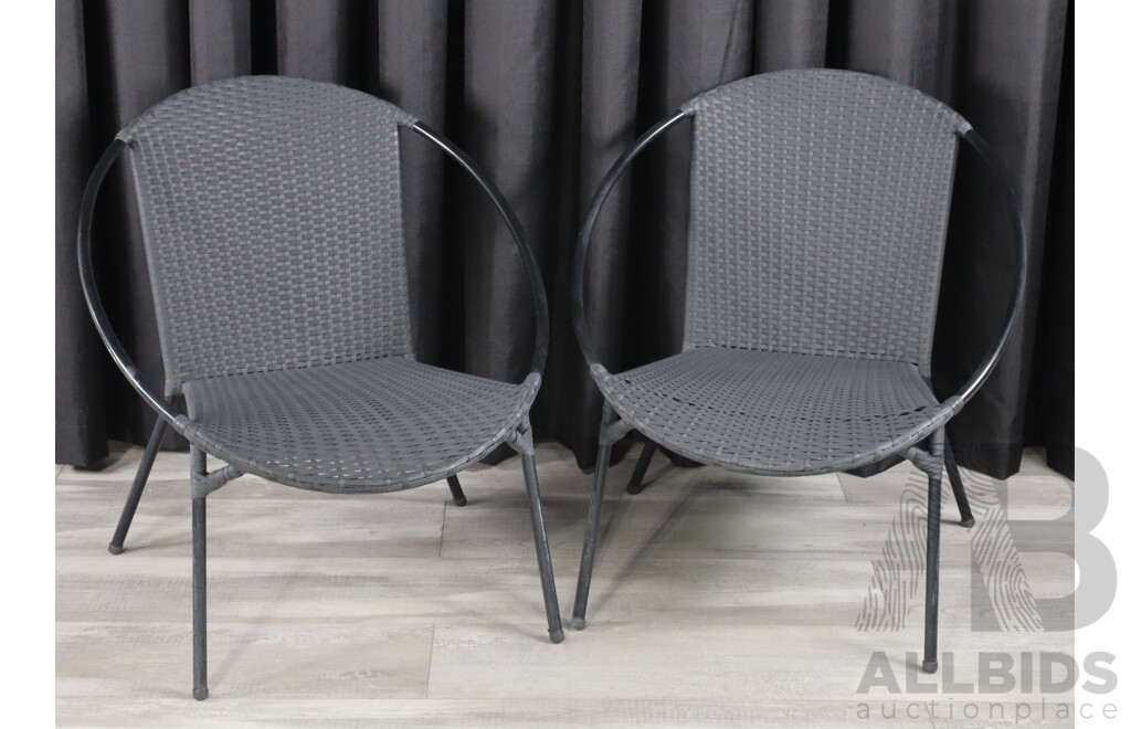 Pair of Modern Metal Framed Saucer Chairs by GardenLine