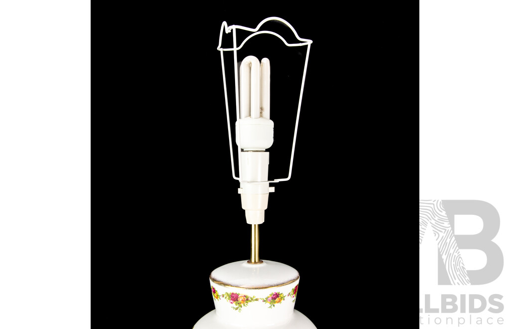 Royal Doulton Porcelain Lamp Base in Old Country Roses Pattern, with Shade